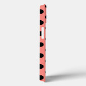 Schwarze Polka Punkte auf Peach Case-Mate iPhone G Hülle (Rückseite / Rechts)