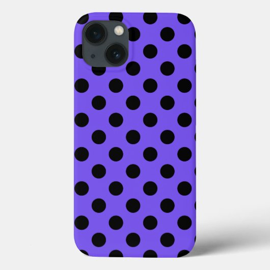 Schwarze Polka Punkte auf Periwinkle Case-Mate iPh iPhone Hülle (Rückseite)
