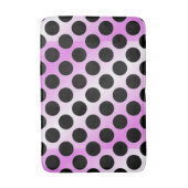 Schwarze Polka-Punkte auf Rosa Badematte (Vorderseite Vertikal)