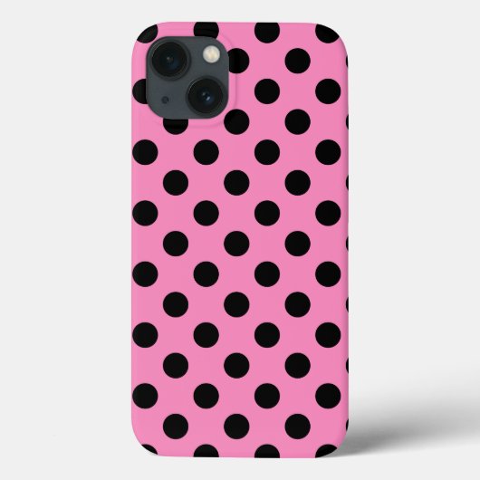Schwarze Polka Punkte auf rosa Case-Mate iPhone Ge Hülle (Rückseite)