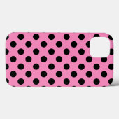 Schwarze Polka Punkte auf rosa Case-Mate iPhone Ge Hülle (Rückseite (Horizontal))
