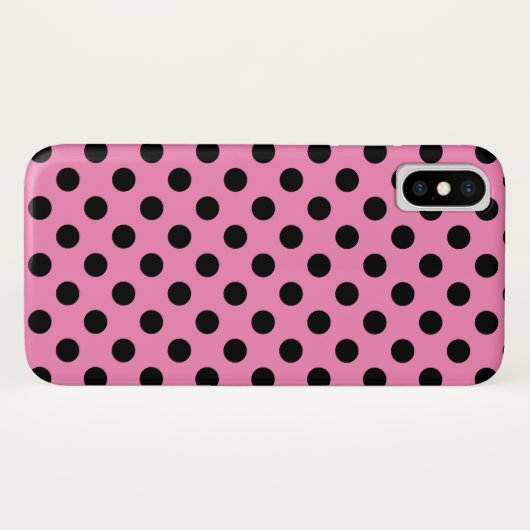 Schwarze Polka-Punkte auf Rosa Case-Mate iPhone Hülle (Rückseite (Horizontal))