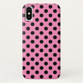Schwarze Polka-Punkte auf Rosa Case-Mate iPhone Hülle (Rückseite)
