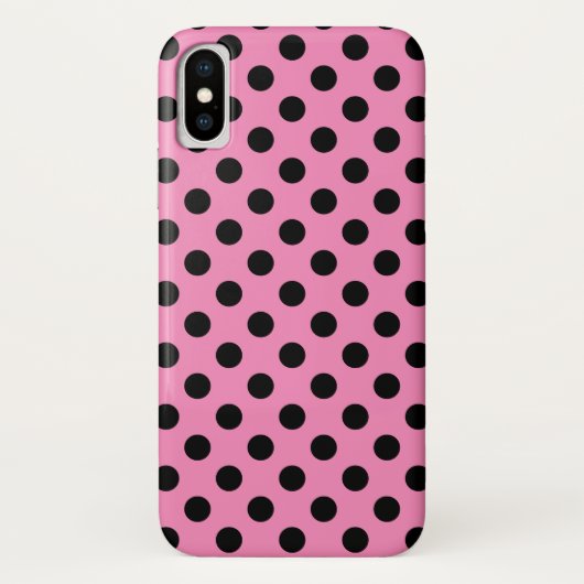 Schwarze Polka-Punkte auf Rosa Case-Mate iPhone Hülle (Rückseite)