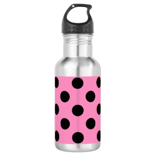 Schwarze Polka-Punkte auf Rosa Edelstahlflasche