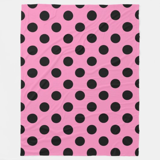 Schwarze Polka-Punkte auf Rosa Fleecedecke (Vorderseite)