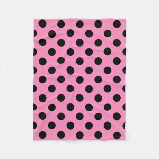 Schwarze Polka-Punkte auf Rosa Fleecedecke (Vorderseite)