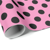 Schwarze Polka-Punkte auf Rosa Geschenkpapier (Rolleneckpunkt)