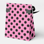 Schwarze Polka-Punkte auf Rosa Geschenkschachtel (Rückseite)