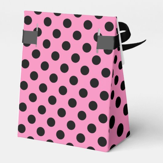 Schwarze Polka-Punkte auf Rosa Geschenkschachtel (Rückseite)