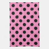 Schwarze Polka-Punkte auf Rosa Geschirrtuch (Vertikal)
