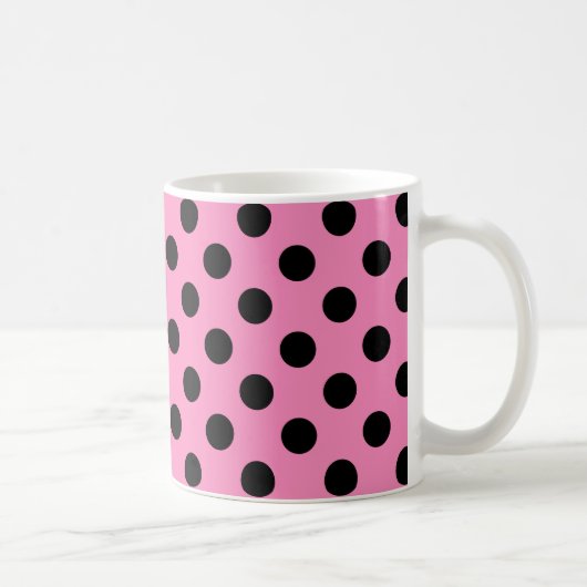 Schwarze Polka-Punkte auf Rosa Kaffeetasse (Rechts)