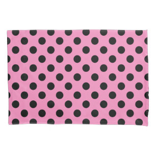 Schwarze Polka-Punkte auf Rosa Kissenbezug