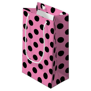 Schwarze Polka-Punkte auf Rosa Kleine Geschenktüte