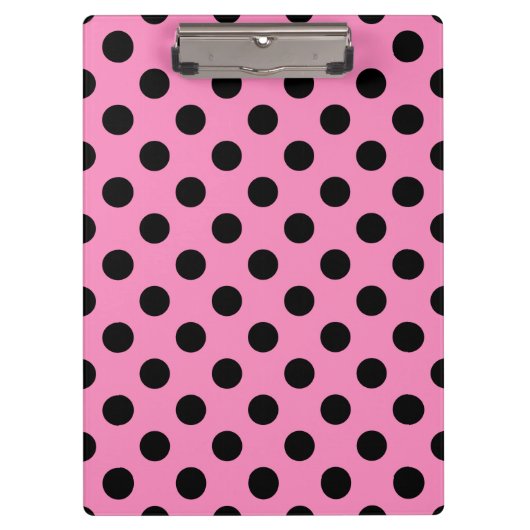 Schwarze Polka-Punkte auf Rosa Klemmbrett (Vorderseite)