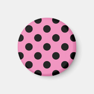 Schwarze Polka-Punkte auf Rosa Magnet