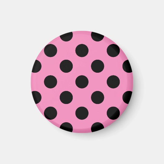 Schwarze Polka-Punkte auf Rosa Magnet (Vorne)