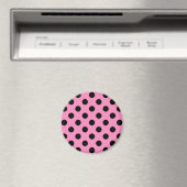 Schwarze Polka-Punkte auf Rosa Magnet (In Situ (Geschirrspüler))