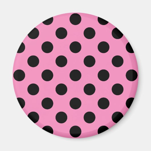 Schwarze Polka-Punkte auf Rosa Magnet (Vorne)