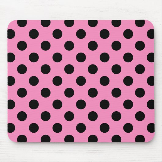 Schwarze Polka-Punkte auf Rosa Mousepad (Vorne)