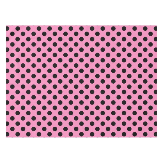 Schwarze Polka-Punkte auf Rosa Tischdecke (Vorderseite (Horizontal))