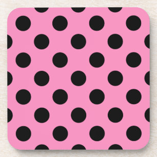Schwarze Polka-Punkte auf Rosa Untersetzer