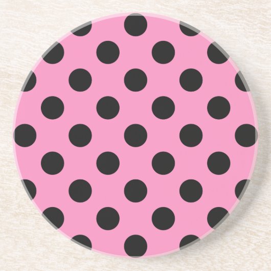Schwarze Polka-Punkte auf Rosa Untersetzer (Vorne)