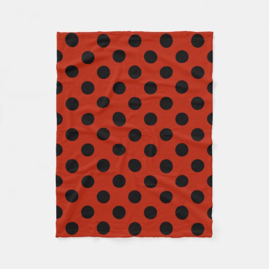 Schwarze Polka Punkte auf rot Fleecedecke (Vorderseite)