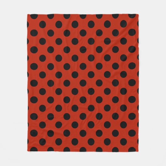Schwarze Polka Punkte auf rot Fleecedecke (Vorderseite)