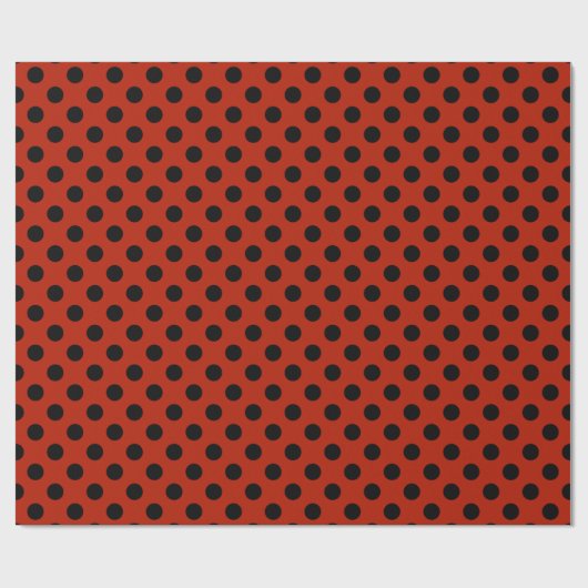 Schwarze Polka Punkte auf rot Geschenkpapier (Flach)