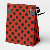Schwarze Polka Punkte auf rot Geschenkschachtel (Rückseite)