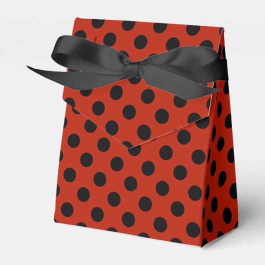 Schwarze Polka Punkte auf rot Geschenkschachtel (Vorderseite)