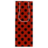Schwarze Polka Punkte auf rot Geschenktüte Für Weinflaschen (Vorderseite)