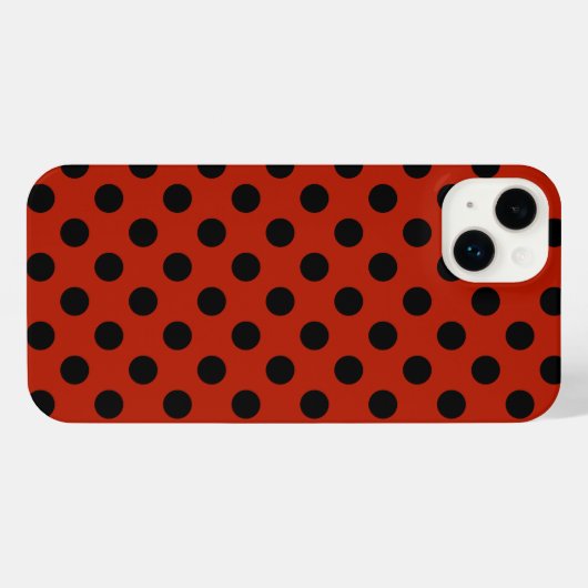 Schwarze Polka Punkte auf rot iPhone Hülle (Rückseite (Horizontal))