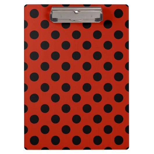 Schwarze Polka Punkte auf rot Klemmbrett (Vorderseite)