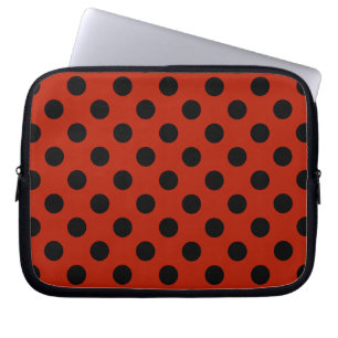 Schwarze Polka Punkte auf rot Laptopschutzhülle