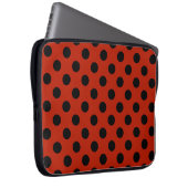 Schwarze Polka Punkte auf rot Laptopschutzhülle (Vorne Rechts)