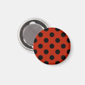 Schwarze Polka Punkte auf rot Magnet (Vorderseite/Rückseite)
