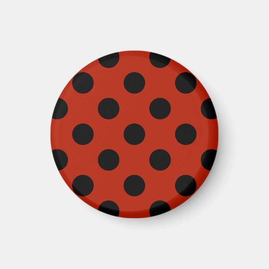 Schwarze Polka Punkte auf rot Magnet (Vorne)