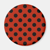Schwarze Polka Punkte auf rot Magnet (Vorne)