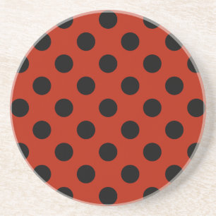 Schwarze Polka Punkte auf rot Sandstein Untersetzer
