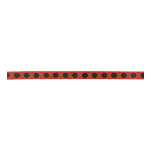 Schwarze Polka Punkte auf rot Satinband (Vorderseite)