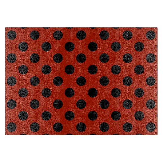 Schwarze Polka Punkte auf rot Schneidebrett (Vorderseite)