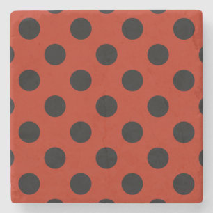 Schwarze Polka Punkte auf rot Steinuntersetzer