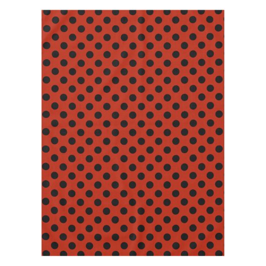 Schwarze Polka Punkte auf rot Tischdecke (Vorderseite)