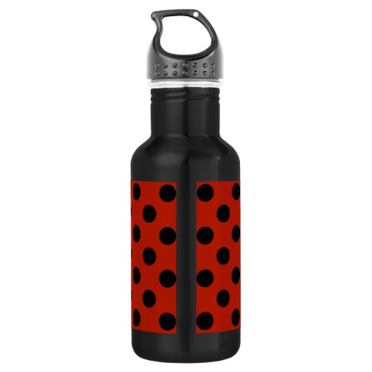 Schwarze Polka Punkte auf rot Trinkflasche (Rückseite)