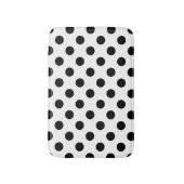 Schwarze Polka Punkte auf weiß Badematte (Vorderseite Vertikal)