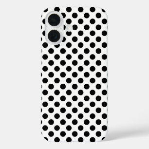 Schwarze Polka Punkte auf Weiß iPhone 16 Hülle