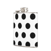 Schwarze Polka Punkte auf Weiß Flachmann (Links)