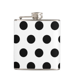 Schwarze Polka Punkte auf Weiß Flachmann